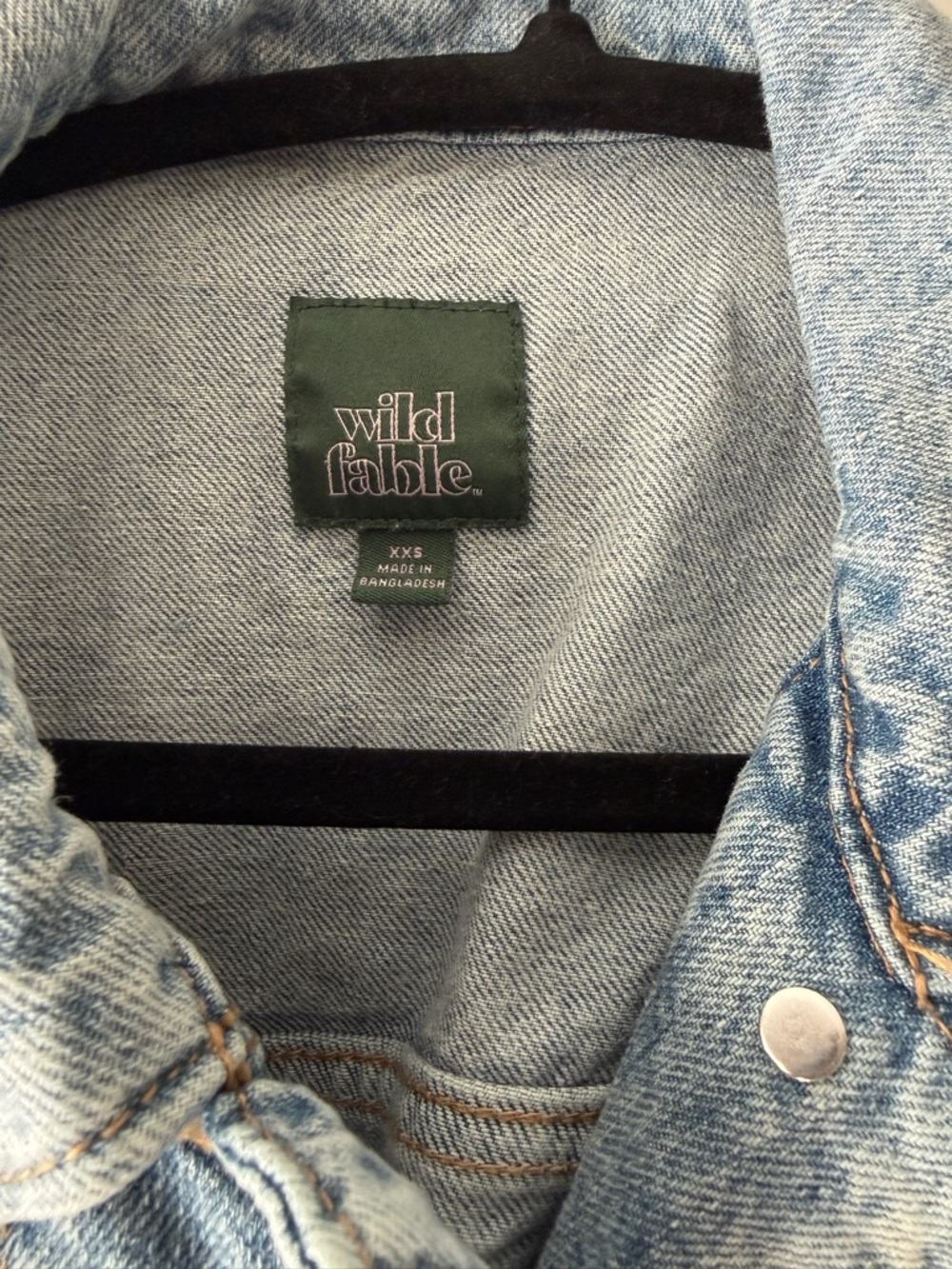 wild fable Light Wash Blue Cropped Denim Jacket - SZ XXS - Picture 3 of 10